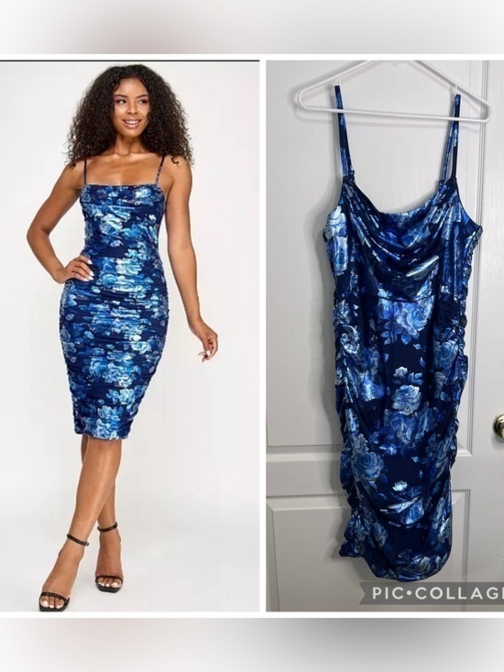 City Studio Printed Foil Floral ruched Midi Dress size 1X